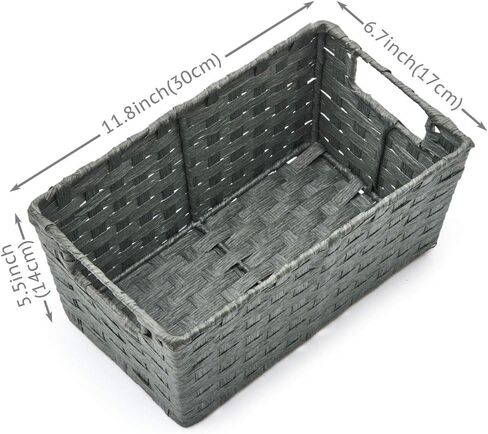 ايزوواير سلال تخزين منسوجة من 3 قطع، صناديق تنظيم متعددة الاغراض بمقابض للرفوف والحمام والمخزن والاكسسوارات - حبل ورقي رمادي in Kuwait