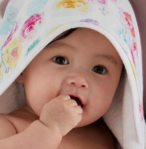 HonestBaby للأطفال من الجنسين، عبوة من قطعتين من المناشف بغطاء للرأس من القطن العضوي، زهر الورد، مقاس واحد أمريكي in Kuwait