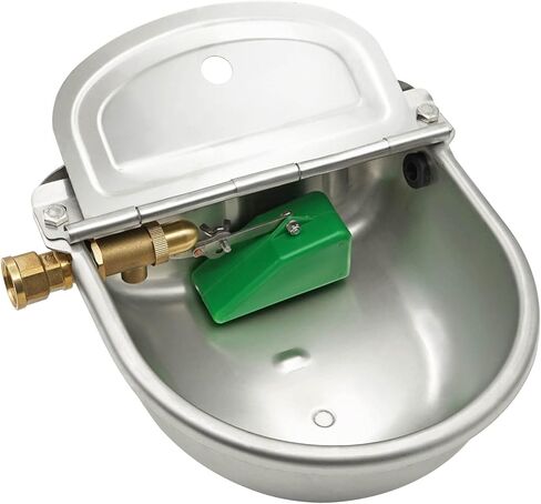 MACGOAL Stainless Steel Automatic Waterer Bowl with Brass Valve Float, Brass Connector and Drain Plug, Water Trough for Livestock Dog Goat Pig Waterer in Kuwait