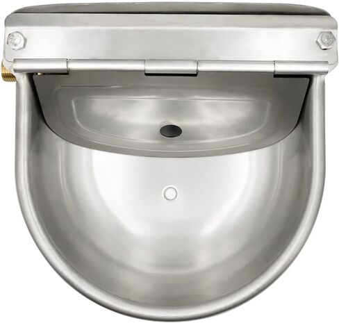 MACGOAL Stainless Steel Automatic Waterer Bowl with Brass Valve Float, Brass Connector and Drain Plug, Water Trough for Livestock Dog Goat Pig Waterer in Kuwait