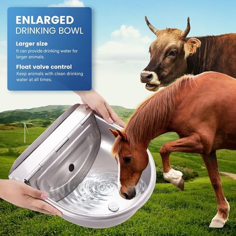 NAOEDEAH 4.5L Extra Large Automatic Waterer Bowl Livestock Water Trough Bowl for Dog Cattle Pig Goat Sheep with Drain Plug Stainless Steel Dog Water Dispenser in Kuwait