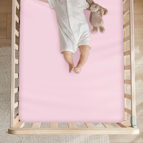 Magik & Kover Mini Crib Sheets Girl 4 Pack, Pink & Violet | Soft, Breathable Baby Crib Sheet for Mini Crib Mattress and Playard Mattress, 38" x 24" x 5" in Saudi Arabia