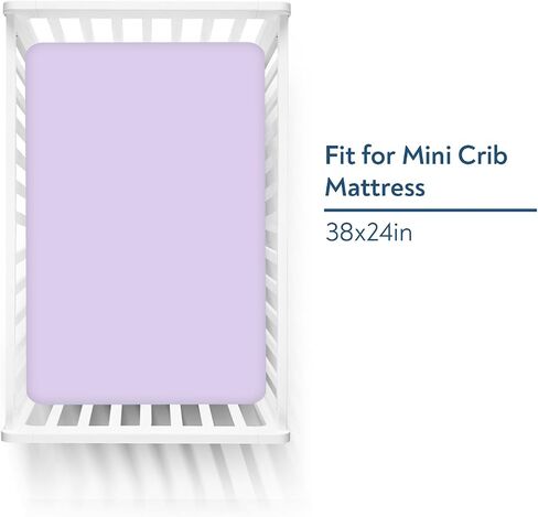 Magik & Kover Mini Crib Sheets Girl 4 Pack, Pink & Violet | Soft, Breathable Baby Crib Sheet for Mini Crib Mattress and Playard Mattress, 38" x 24" x 5" in Saudi Arabia