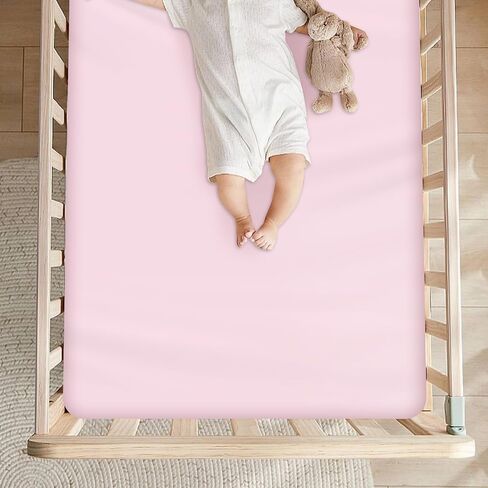 Magik & Kover Mini Crib Sheets Girl 4 Pack, Pink & Violet | Soft, Breathable Baby Crib Sheet for Mini Crib Mattress and Playard Mattress, 38" x 24" x 5" in Saudi Arabia