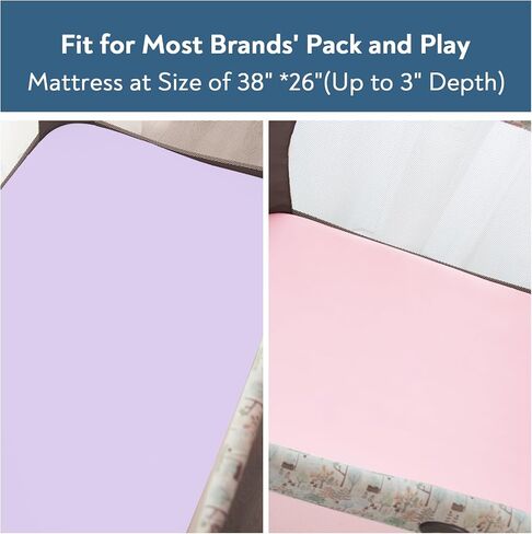 Magik & Kover Mini Crib Sheets Girl 4 Pack, Pink & Violet | Soft, Breathable Baby Crib Sheet for Mini Crib Mattress and Playard Mattress, 38" x 24" x 5" in Saudi Arabia