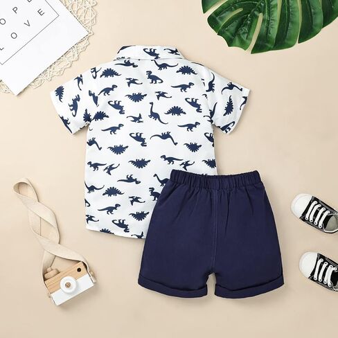 Toddler Baby Boy Clothes Summer Shorts Sets Short Sleeve Dinosaurs Shirt Top + Shorts Set Outfits Set 12 Months-4T in Saudi Arabia
