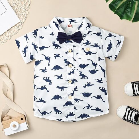 Toddler Baby Boy Clothes Summer Shorts Sets Short Sleeve Dinosaurs Shirt Top + Shorts Set Outfits Set 12 Months-4T in Saudi Arabia