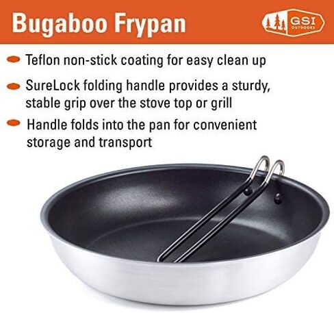 GSI Outdoors Bugaboo Fry Pan I Folding Handle, Aluminum Non-Stick for Camping, Home, Backpacking or Cabin in Saudi Arabia
