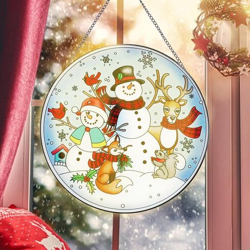 MUMTOP Stained Glass Window Hanging-Suncatcher for Window - Peacock Window Suncatcher Hanging Ornaments Wall Art, Hand-Painted Glass Panel Home Decor for Grandma Gift Idea 12 Inch in Kuwait