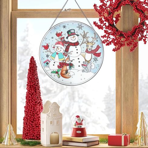 MUMTOP Stained Glass Window Hanging-Suncatcher for Window - Peacock Window Suncatcher Hanging Ornaments Wall Art, Hand-Painted Glass Panel Home Decor for Grandma Gift Idea 12 Inch in Kuwait