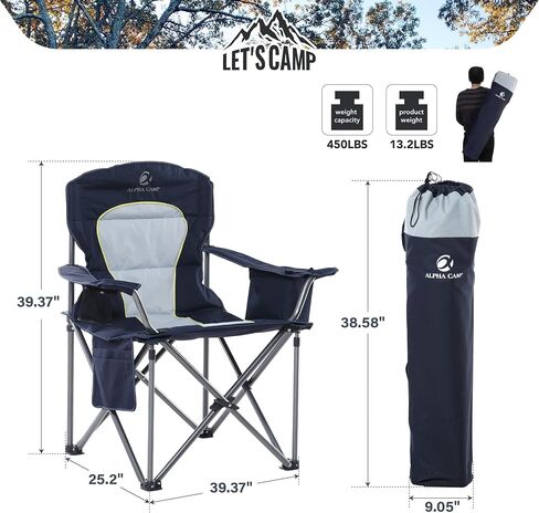 LET'S CAMP Folding Camping Chair Oversized Heavy Duty Padded Outdoor Chair in Saudi Arabia