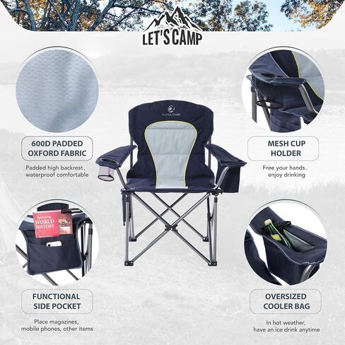 LET'S CAMP Folding Camping Chair Oversized Heavy Duty Padded Outdoor Chair in Saudi Arabia
