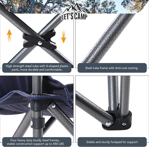 LET'S CAMP Folding Camping Chair Oversized Heavy Duty Padded Outdoor Chair in Saudi Arabia