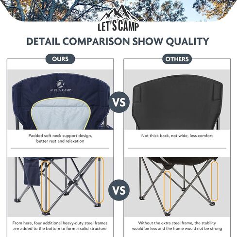 LET'S CAMP Folding Camping Chair Oversized Heavy Duty Padded Outdoor Chair in Saudi Arabia