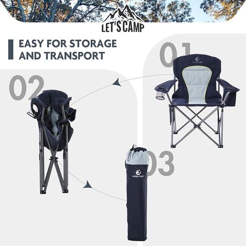 LET'S CAMP Folding Camping Chair Oversized Heavy Duty Padded Outdoor Chair in Saudi Arabia