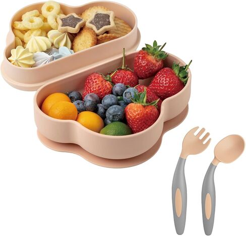 مجموعة تغذية الأطفال بالشفط من السيليكون من SUPERMAMA، أوعية وملاعق شفط من السيليكون 2 في 1، خالية من مادة BPA، تغذية ذاتية للرضع والأطفال الصغار مزودة بمصباح LED للفطام in Kuwait