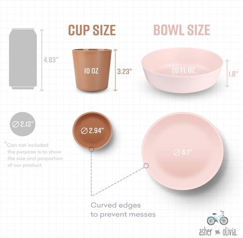 مجموعة أطباق وأكواب من الخيزران للأطفال - 8 قطع من أوعية وأكواب للأطفال الصغار خالية من البيسفينول وصديقة للبيئة وغير سامة وقابلة للتكديس وآمنة للاستخدام في غسالة الأطباق للأطفال in Kuwait