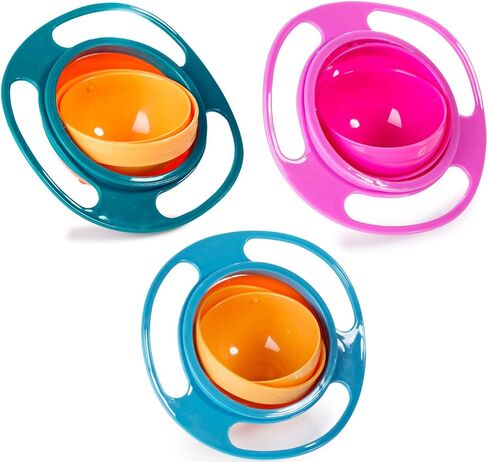 Berry President Magic Bowl 360 Degree Rotation Spill Resistant Gyro Bowl with Lid For Toddler Baby Kids Childre (Blue) in Saudi Arabia