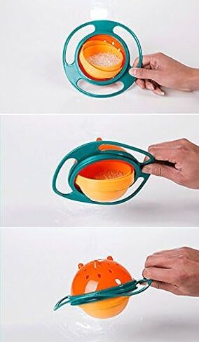 Berry President Magic Bowl 360 Degree Rotation Spill Resistant Gyro Bowl with Lid For Toddler Baby Kids Childre (Blue) in Saudi Arabia