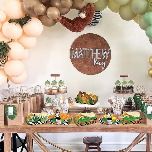 24 قطعة من صواني الوجبات الخفيفة في الغابة سفاري من Caoekego، لوازم الحفلات، وعاء قوارب الطعام لحيوانات الغابة من أجل زينة العشاء الاستوائية في حفلات أعياد الميلاد وحفلات الزفاف وحفلات استقبال المولود الجديد in Kuwait