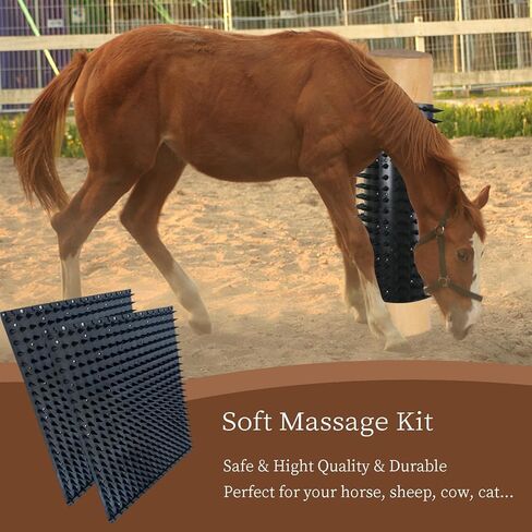 Nizhome Massage Brush Kit, 2 Pack Safe & Durable Equine Scratcher Post Set for Horse Cow Sheep Cat, 16" Scratcher Pad for Animal Tickling Relief Black in Kuwait