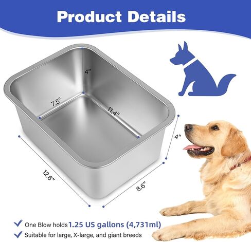 3 Gallon Large Dog Water Bowl, Stainless Steel Bowl, Giant Dogs in Saudi Arabia