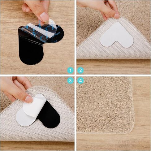 20 قطعة من وسادات سجاد غير قابلة للانزلاق من يوسبيدي، ملصقات شريط سجاد مزدوجة الجوانب على شكل قلب وقابلة لإعادة الاستخدام، وسادة سجاد قابلة للغسل ومقابض زوايا شريط سجاد للأرضيات الصلبة والبلاط والجدار in Kuwait