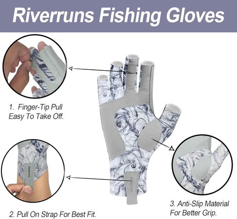 Riverruns Fishing Gloves UPF 50+ Sun Gloves UV Protection Men Women for Outdoor, Kayaking, Rowing, Paddling, Canoeing, Hiking in Saudi Arabia