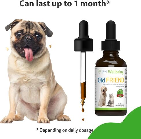 Pet Wellbeing Old Friend for Senior Dogs - Supports Immune System Health, Joint Mobility, Healthy Energy Levels, Alfalfa, Reishi - Veterinarian-Formulated Herbal Supplement 2 oz (59 ml) in Saudi Arabia