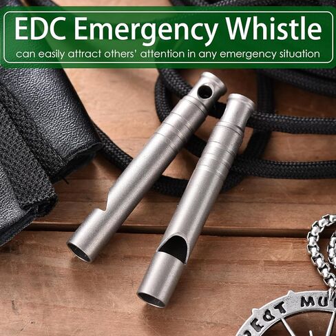 Autuveen Titanium Emergency Whistle,Survival Safety Whistles Loud up to 120db,EDC Whistles Necklace for Hiking,Boating,Camping,Outdoor Sports in Kuwait