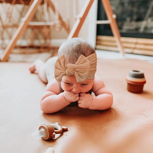 ANHAISHUILV 3 عبوات من عصابات الرأس المصنوعة من النايلون للأطفال وربطات شعر مطاطية وإكسسوارات شعر للفتيات حديثي الولادة والأطفال الصغار (أبيض خوخي وردي) in Kuwait