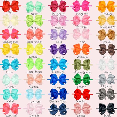 CÉLLOT 40 Colors Baby Bow Headbands 2.75" Hair Bows Super Soft Nylon Headbands for Baby Girls Infants preemie and Newborn Kids Hair Accessories in Saudi Arabia