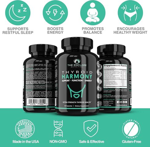 THE ENCLARE NUTRITION Thyroid Support for Women & Men - Balance Hormones for Energy, Metabolism, Focus, Mood with Iodine, Ashwagandha, Zinc, Selenium, Vitamin B12, Kelp, Magnesium, L Tyrosine (2) in Saudi Arabia
