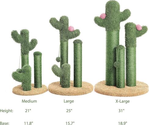 Pesofer Cactus Cat Scratching Post Cat Scratcher with 3 Scratching Poles and Dangling Ball for Kitten Medium in Kuwait
