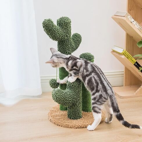 Pesofer Cactus Cat Scratching Post Cat Scratcher with 3 Scratching Poles and Dangling Ball for Kitten Medium in Kuwait