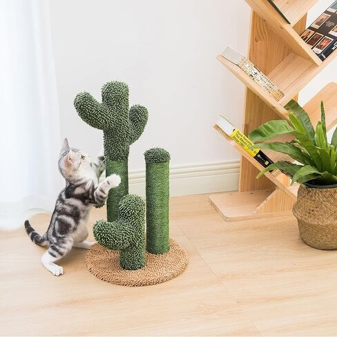 Pesofer Cactus Cat Scratching Post Cat Scratcher with 3 Scratching Poles and Dangling Ball for Kitten Medium in Kuwait