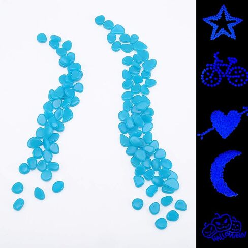 Glow Pebbles Green, 480 pcs Green Glowing Rocks for Outdoor Decor, Garden Lawn Yard, Aquarium, Walkway, Fish Tank, Pathway, Luminous Pebbles Powered by Light or Solar-Recharge Repeatedly in Kuwait