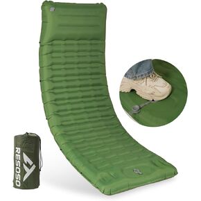 Double Sleeping Pad,4.72" Ultra-Thick Self Inflating Sleeping pad for Camping, with Pillow Built-in Foot Pump Camping Mattress for Backpacking, Car Camping, Hiking, Tent(Double Blue)