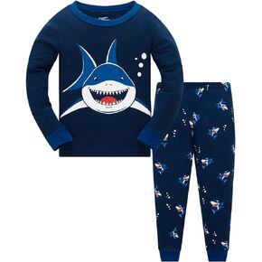 Boys Pajamas 100% Cotton Toddler Clothes Set Planet Dinosaur Long Sleeve Sleepwear 2 Piece Kids Pjs Size 3-10 Years