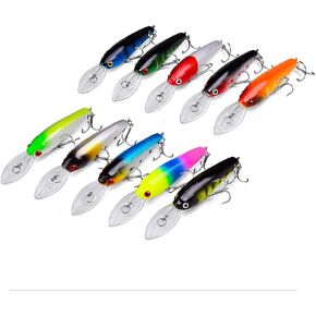Minnow Lures Popper Set Crankbaits, Fishing Hard Baits, with Treble Hook, Swimbaits Boat Topwater Lures, for Trout Bass Perch in Saudi Arabia