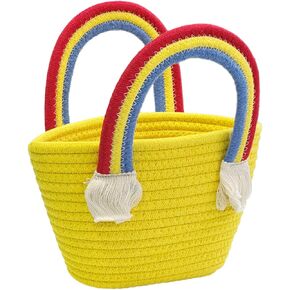 سلة صغيرة منسوجة، سلال ألعاب الحبال لتخزين سلة هدايا الأطفال، سلة هدايا للقطط والكلاب، سلة 30.48 سم × 20.32 سم × 12.7 سم (أسود) in Kuwait