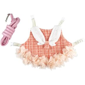Bunny Harness and Leash,Adjustable Soft Guinea Pig Clothes Pet Rabbit Ferret Harness Costumes for Small Animals Dress