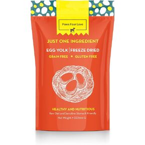 PawsFourLove Fully Natural Organic Freeze Dried Dog/Cat Treats Single Ingredient, USA Made, Healthy, Gluten and Grain Free, Dog/Cat Diabetic Friendly (1, Egg)