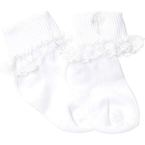 Born to Love White Boys Girls First Communion Baptism Christening Socks with Cross Embroidery