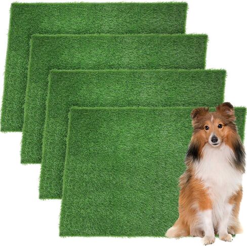 Amylove 4 Pcs Pee Pads for Dogs 18 x 28'' Fake Grass for Dogs Washable Dog Pee Grass Dog Grass Pad Puppy Grass Artificial Grass Rug Turf for Pet Training with Drainage Hole Outdoor Indoor Garden in Kuwait