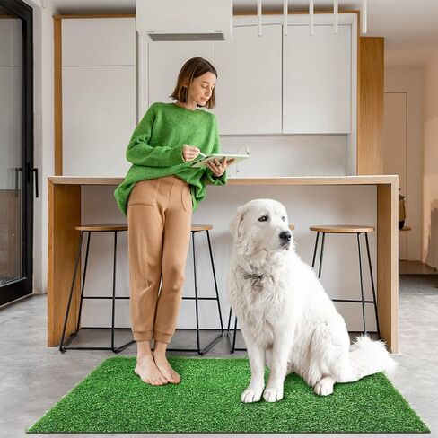 Amylove 4 Pcs Pee Pads for Dogs 18 x 28'' Fake Grass for Dogs Washable Dog Pee Grass Dog Grass Pad Puppy Grass Artificial Grass Rug Turf for Pet Training with Drainage Hole Outdoor Indoor Garden in Kuwait