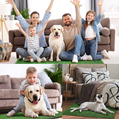 Amylove 4 Pcs Pee Pads for Dogs 18 x 28'' Fake Grass for Dogs Washable Dog Pee Grass Dog Grass Pad Puppy Grass Artificial Grass Rug Turf for Pet Training with Drainage Hole Outdoor Indoor Garden in Kuwait