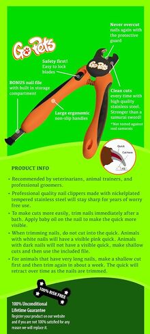 GoPets Professional Pet Nail Clipper for Medium or Small Dogs and Cats, Stainless Steel Trimmer Blades Include 1 Nail File, Angled Blades for Quick Safety in Saudi Arabia