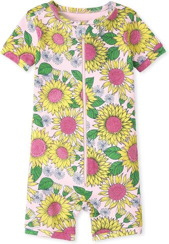 The Children's Place Baby Girls' And Toddler Short Sleeve Zip-front One Piece Footless Pajama Snug Fit 100% Cotton in Saudi Arabia