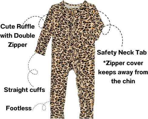 GUISBY Rayon Baby Long Sleeve Footless Rompers, 2 Way Zipper with Ruffle Sleepers 0-24 Months in Saudi Arabia